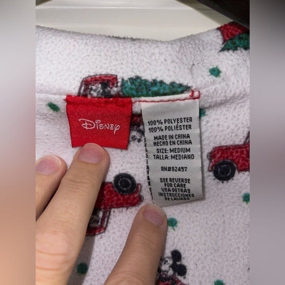 Disney Mickey Mouse Red Truck Christmas Tree Flannel Holiday 2 Piece Medium - Picture 7 of 11